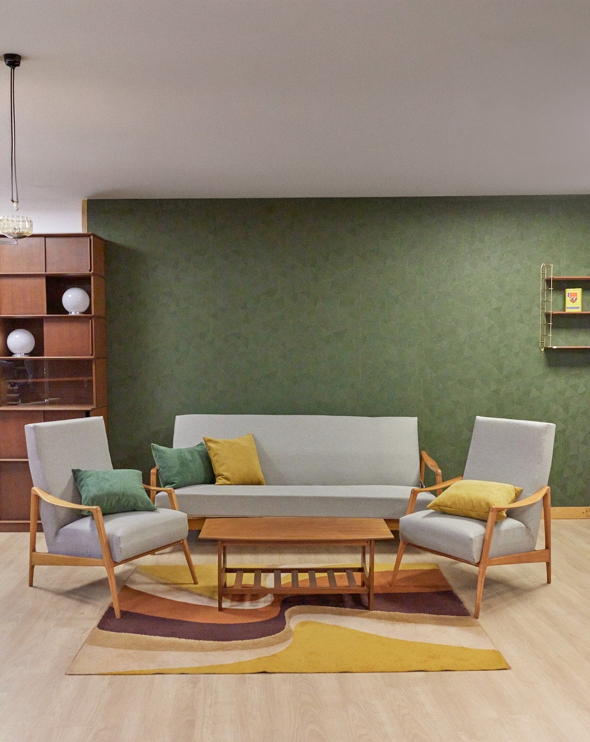 Ensemble de salon scandinave en bois clair Jacques N°122 - Bon état ...