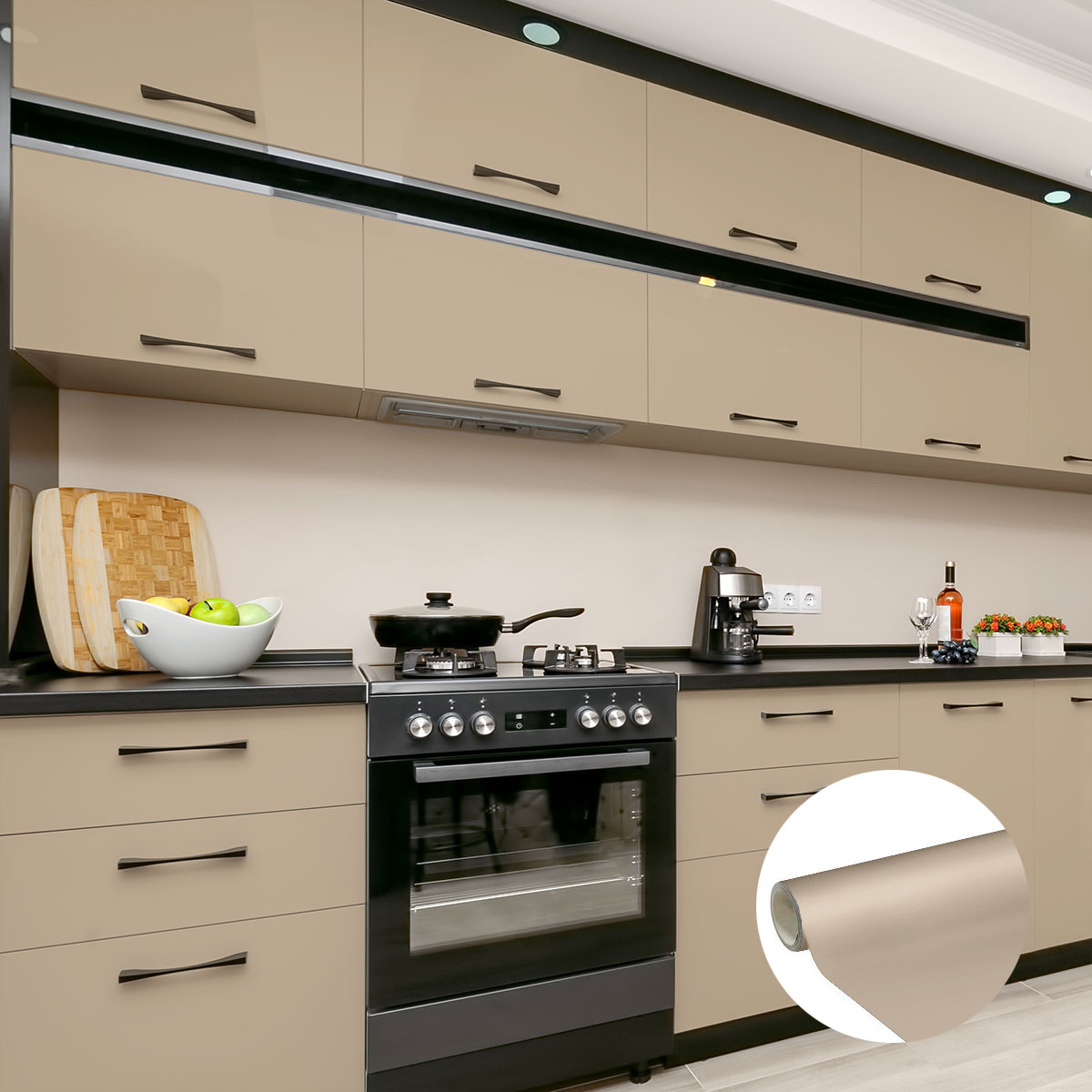 Rollo de vinilo adhesivo impermeable por metro - Adhesivo lavable para cocina, muebles, armarios, puertas - 60cmx1m - Verruga - 4