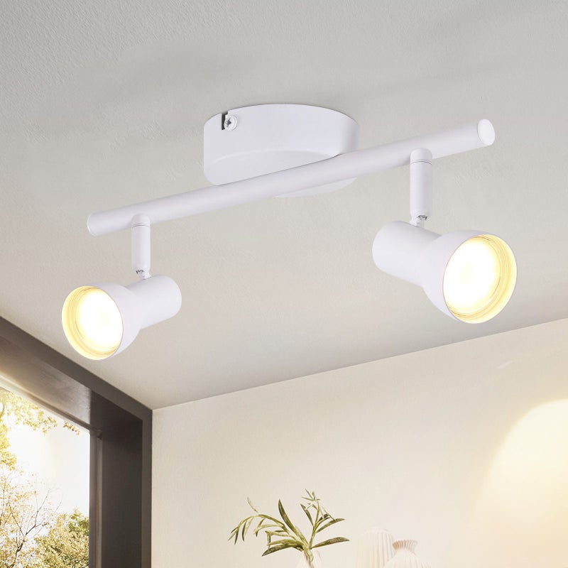 NETTLIFE 2-płomieniowy Reflektorowa sufitowy nowoczesny design biały GU10 metalowy Reflektorowa 350° regulowany Reflektorowa sufitowy