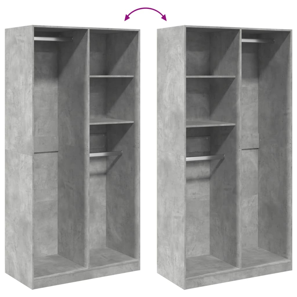 Armário de compensado cinza concreto 100x50x200 cm - COMFORTXL - 7