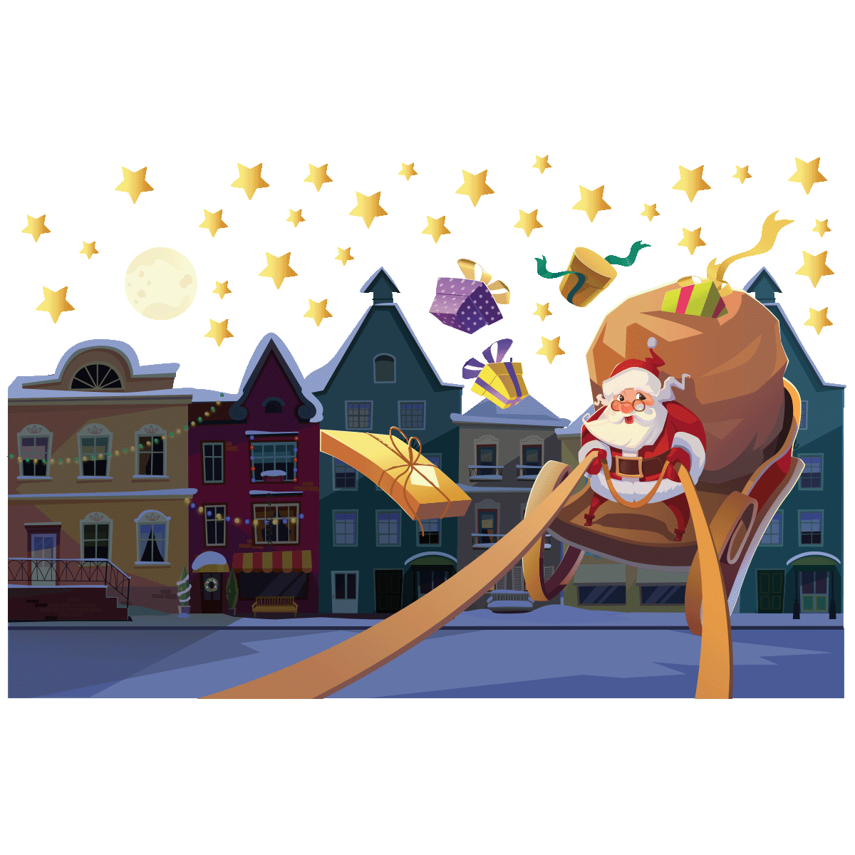 Sticker Noël le père noël dans la ville - Autocollants stickers adhésifs noël - décoration fêtes - 110x165cm - 2