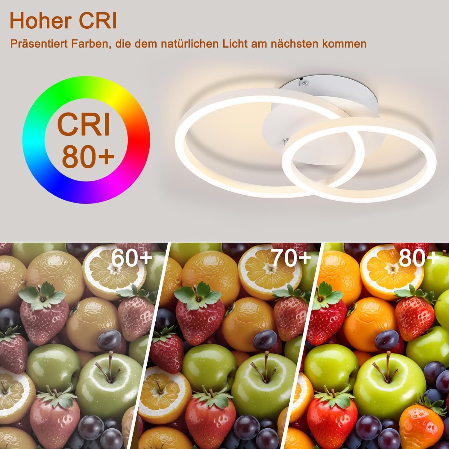 NETTLIFE Plafón LED 2 Anillos Blanco Giratorio Diseño Redondo Moderno 24W 3000K - 2