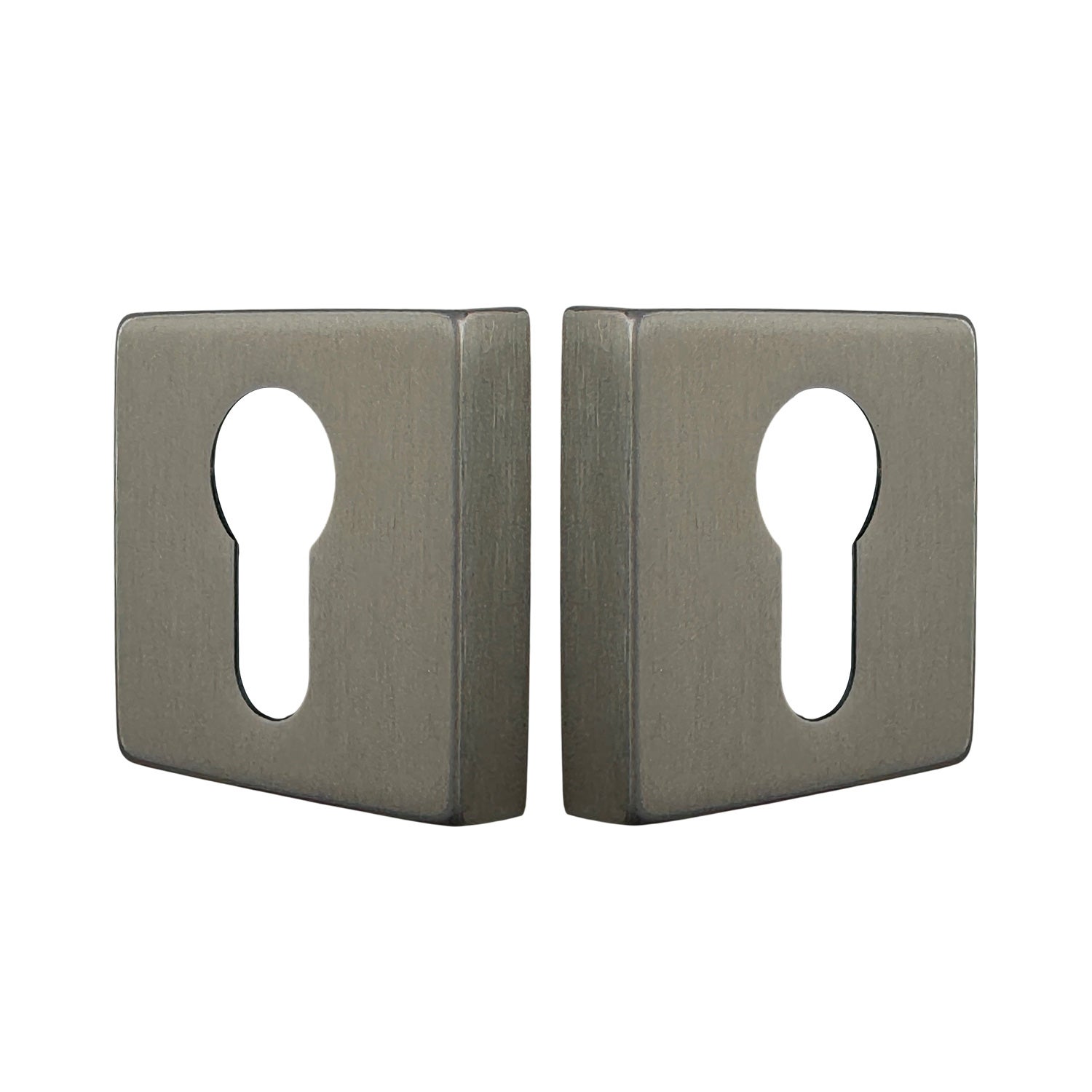 2 rosaces de poignée de porte carrées Mira trou de cylindre, Aluminium nickel mat - 3