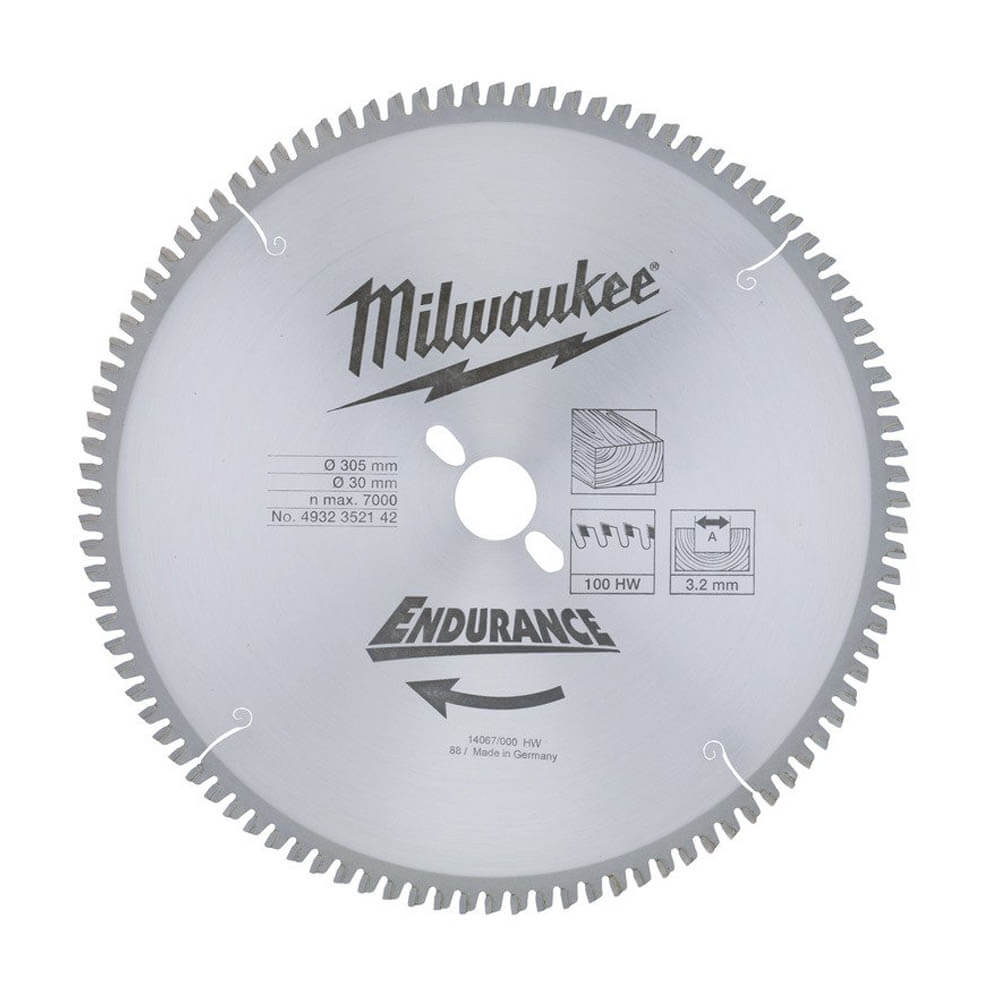 Lame scie circulaire MILWAUKEE pour scie à onglet 100 dents 3x305mm 4932471322 - 2