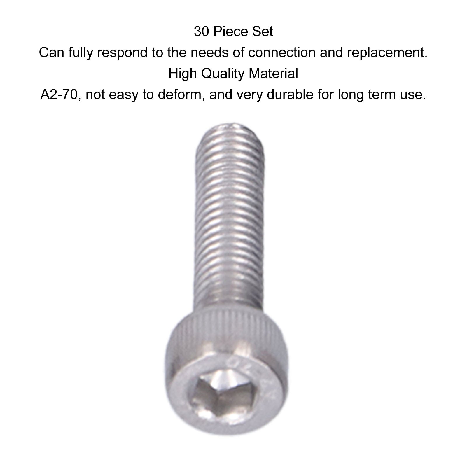 Ensemble de 30 vis à tête cylindrique m5 en acier inoxydable a2-70 - 5