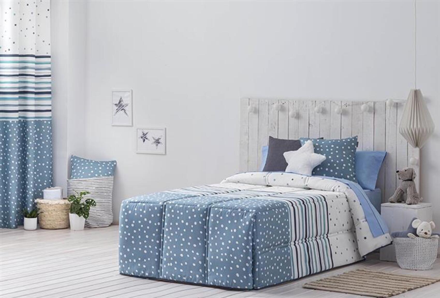 Edredon Conforter Cenefas Azul para Cama de 105 cm | Leroy Merlin