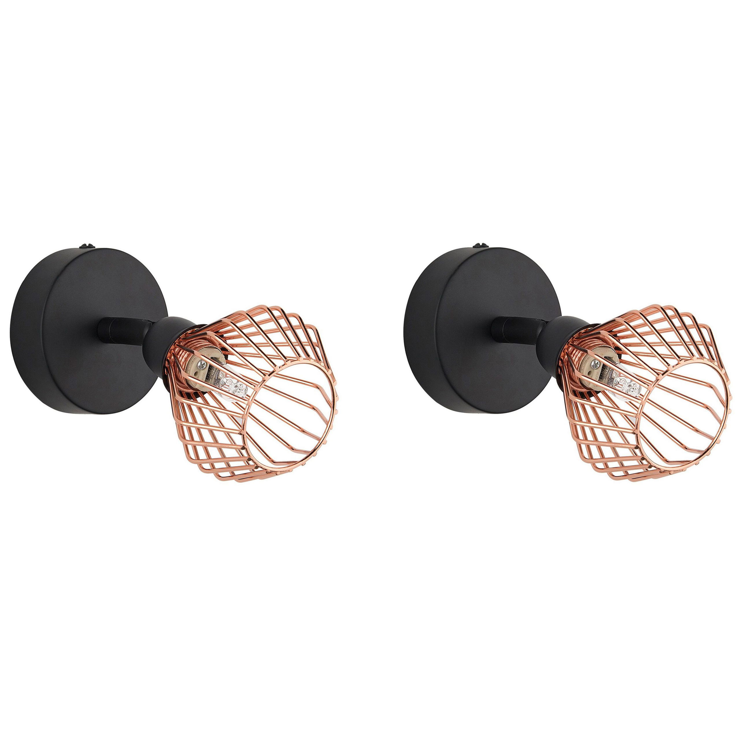 Beliani conjunto de 2 lámparas de foco volga ajustable metal negro