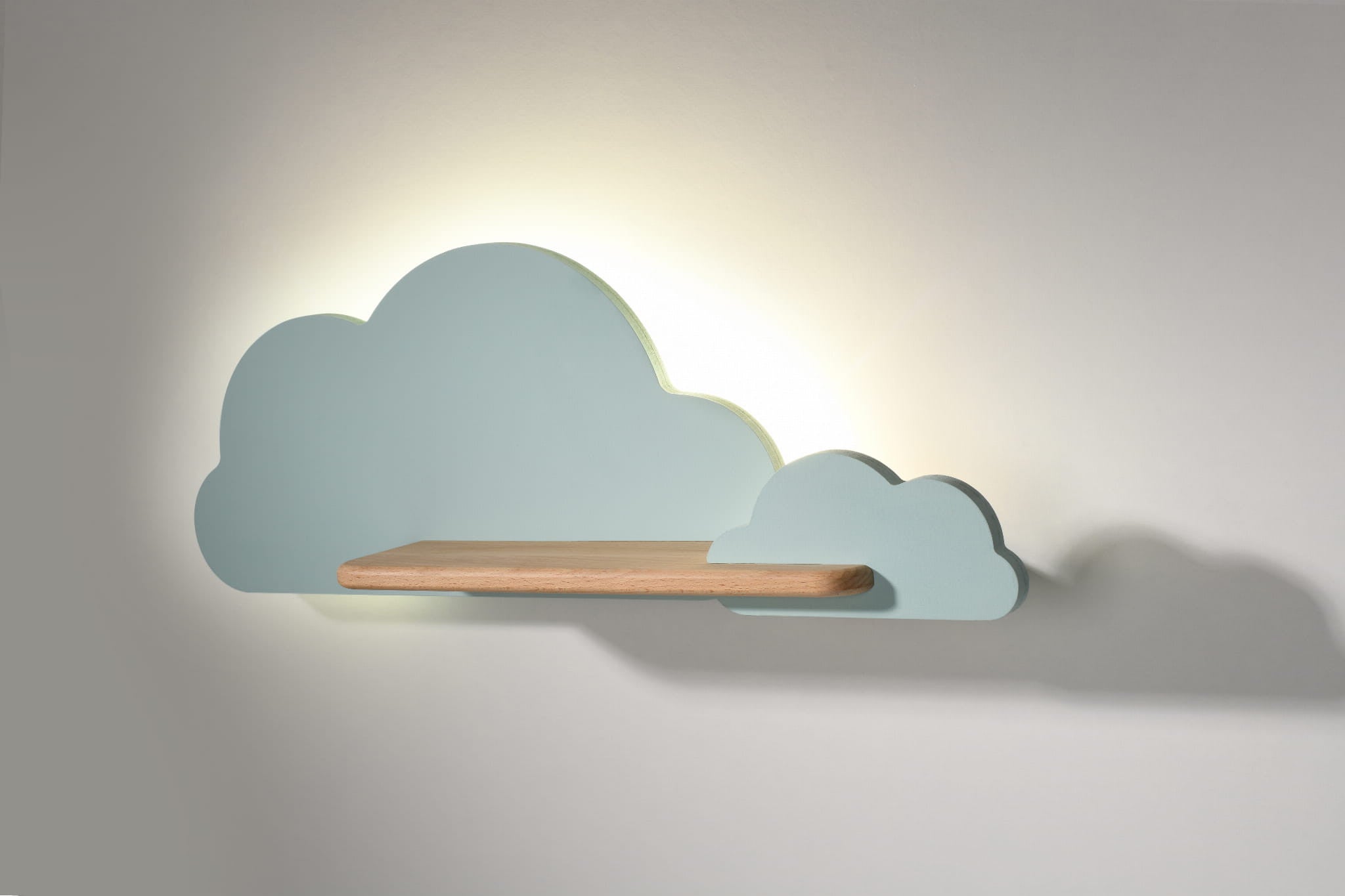 Kinkiet ścienny Cloud jasne drwno i niebieski LED 5W 4000K 250lm wym: 18,5 x 53 x 12 cm metal IP20 Candellux