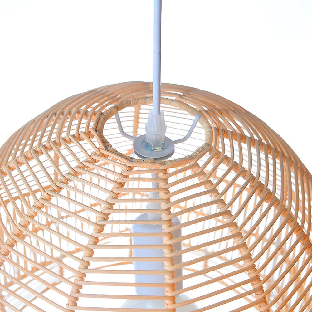 Luminaires suspendus en rotin Lanterne géométrique simple Chandelier de plafond pour îlot de cuisine D40 cm x H40 cm - 4