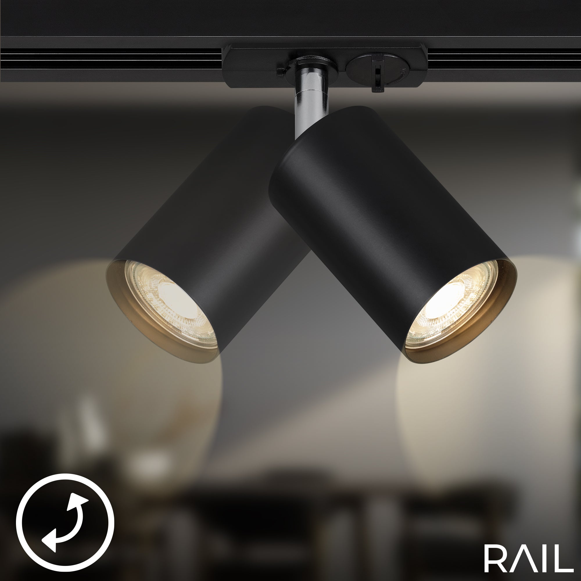 Faretto Per Binari Rail Metallo Nero Opaco 1 Luce Gu10 - 7