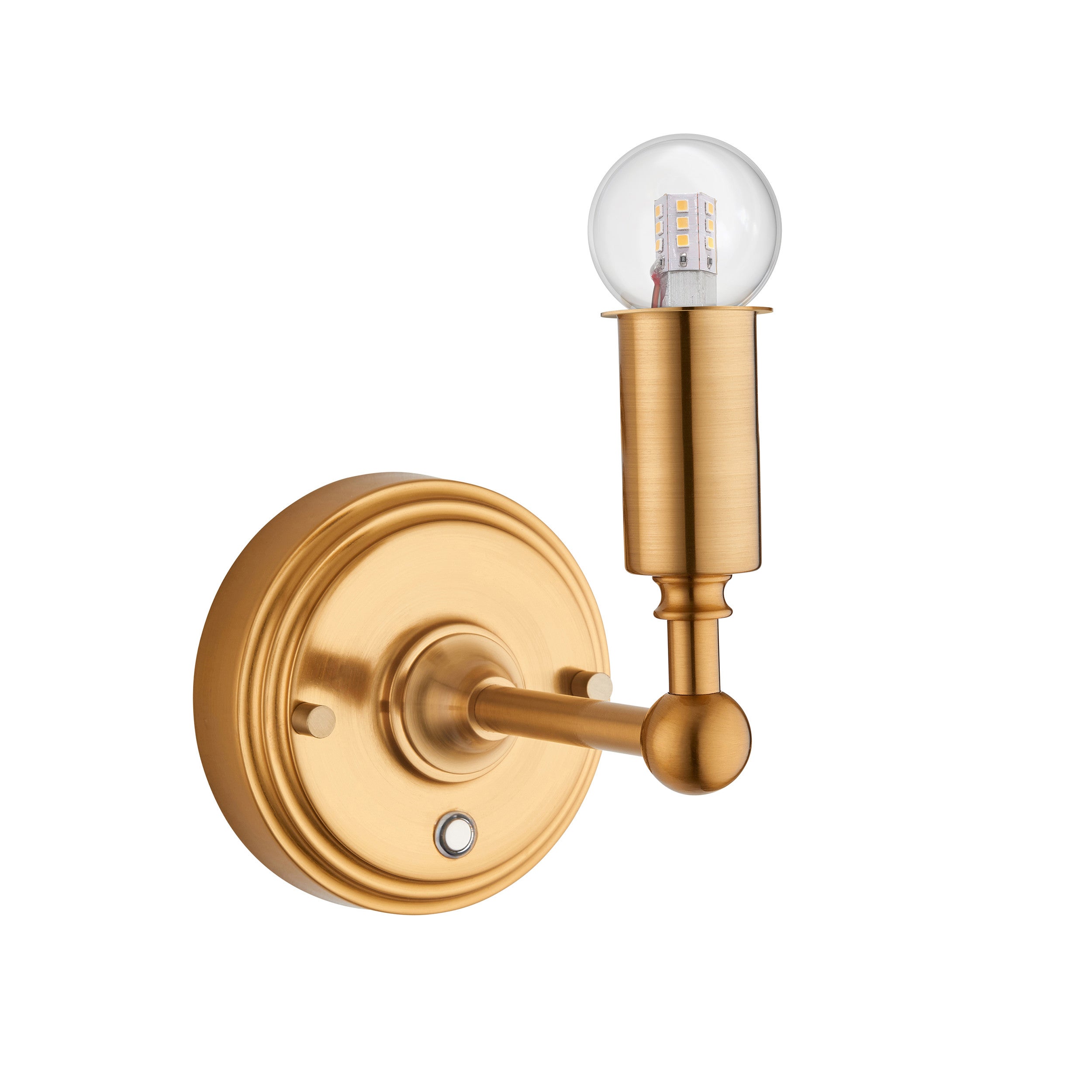 Kinkiet LED z włącznikiem BURLEY RECHARGEABLE postarzany mosiądz szczotkowany 1,5W Ciepła biel 155lm metal wym:19,4x11x16,6cm IP20 Endon