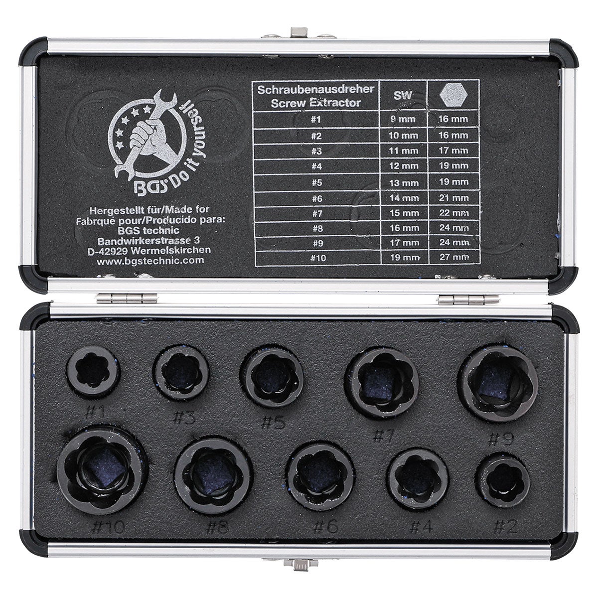 Lot De 9 Extracteurs D'Écrous De Boulons - Outil De Retrait Roue 1/2" - Acier Cr-Mo, Tailles 14 à 27mm
