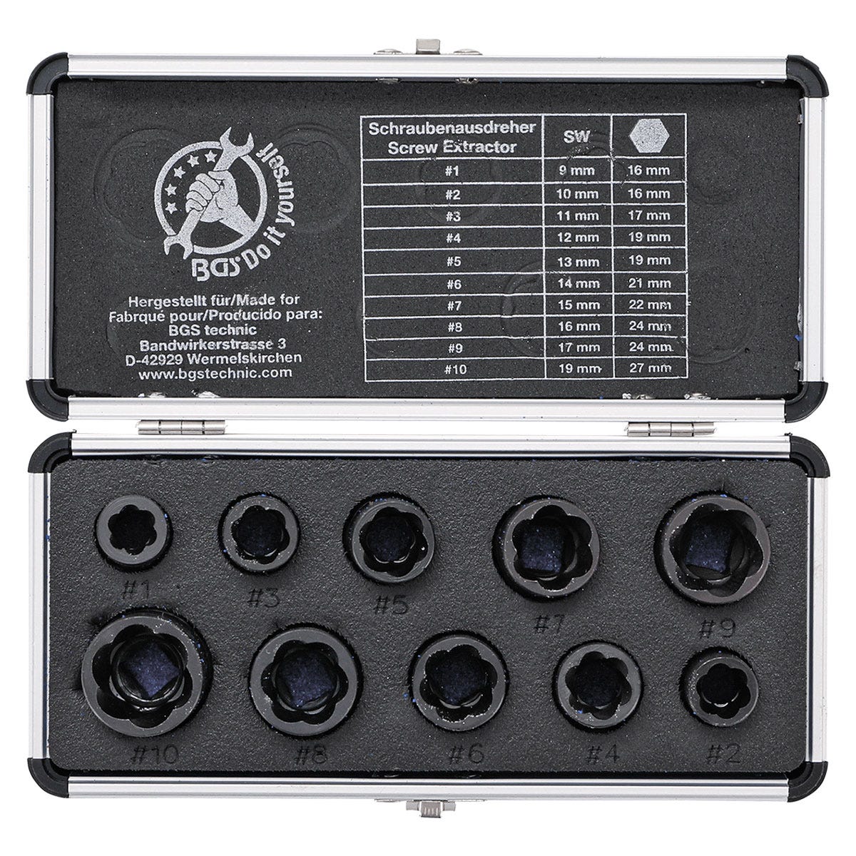 Lot De 9 Extracteurs D'Écrous De Boulons - Outil De Retrait Roue 1/2" - Acier Cr-Mo, Tailles 14 à 27mm