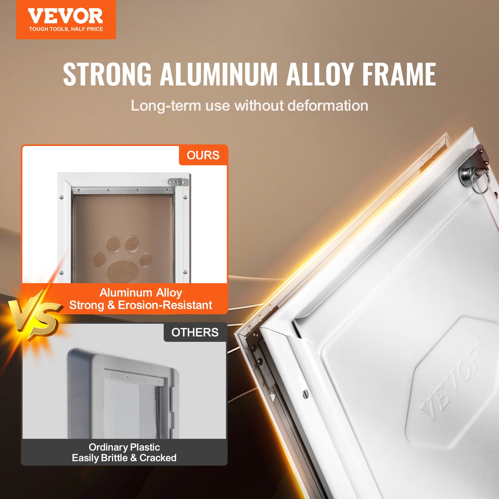 Gatera para Animais,VEVOR Porta para Cão e Gato 337x509 mm,Estrutura em Alumínio,Sistema de Fechamento e Tampa,Resistente às Intempéries,Branco L - 2