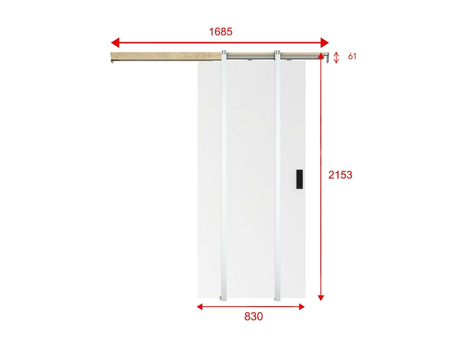 Drzwi przesuwne chowane w ścianie - wys. 205 x szer. 83 cm - MDF + białe PCV - VARIN II - 4