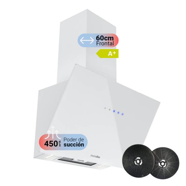 ELBRÚS 7060W Hotte Inclinée Verre Blanc 60 cm Classe A+ | Leroy Merlin