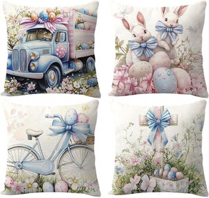 Lot De 4 Housses De Coussin 45x45 Cm - Motif Animaux Géométrique, Lin, Pour Canapé, Lit, Voiture