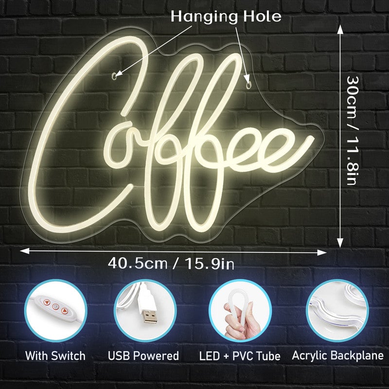 Enseigne Néon LED COFFEE 3D - Décoration Murale USB Pour Café Bar Restaurant