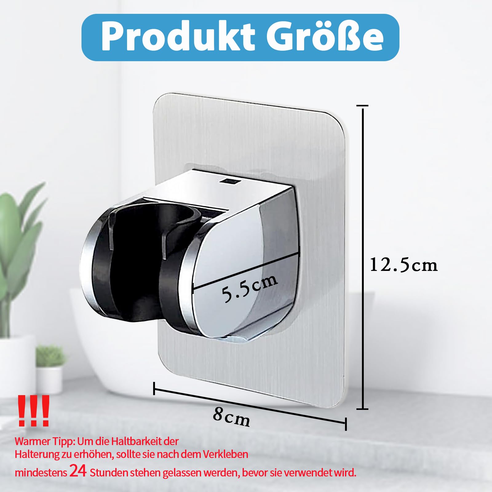 Support de douche à main, sans perçage, support de pomme de douche adhésif, support de pomme de douche réglable pour douchette à main de salle de bain - 2