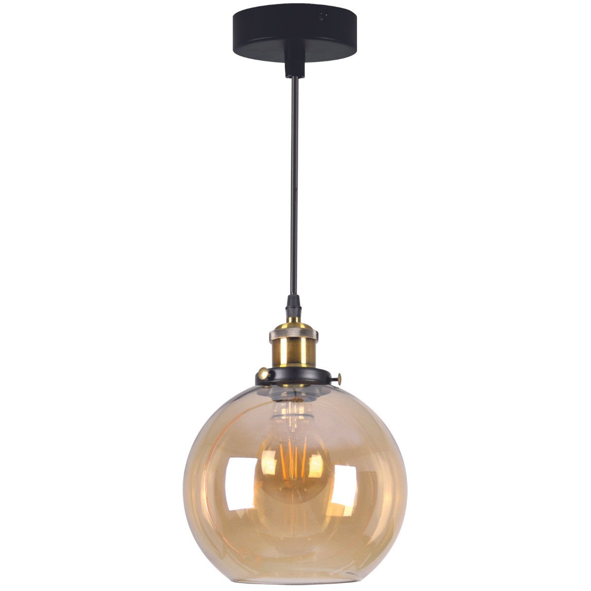 Lampa wisząca Irwin czarno-złota-bursztynowy 1xE27x20W szklany klosz wym: 120 x 20 x 20 cm szkło Polux
