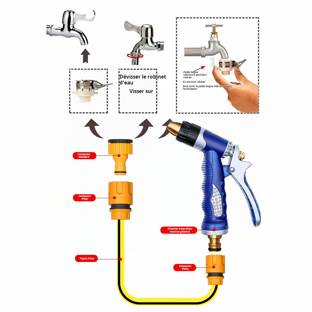 Pistola per Irrigazione da Giardino, Pistola ad Acqua ad Alta Pressione, 3 Modalità di Irrigazione per Prato, Giardino e Lavaggio Auto, Rosso - 3