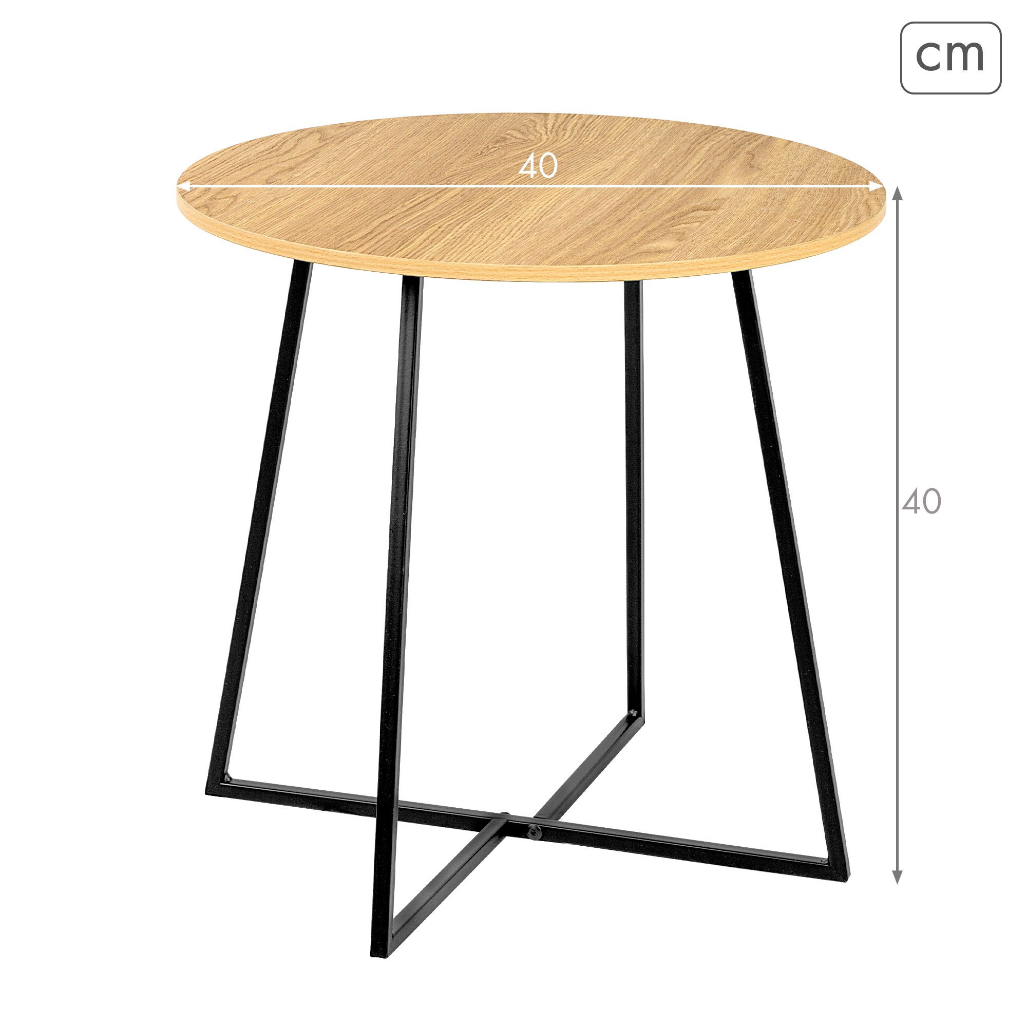 Max Home Table d'appoint ronde en bois et métal D40x40 cm - 4