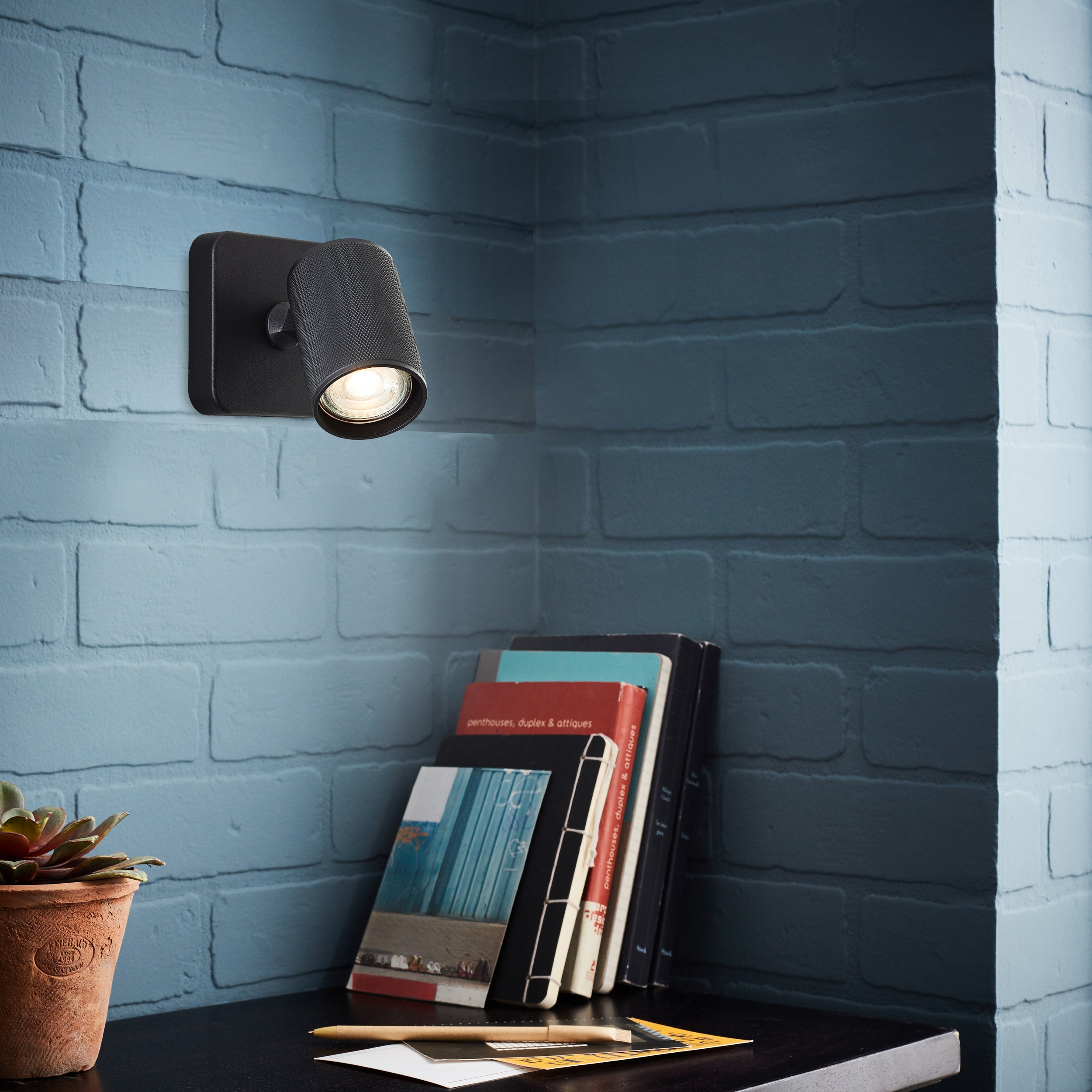 Brilliant lampa Marty LED spot ścienny piaskowy czarny metal/czarne drewno 1x, GU10, 10 W, żarówka LED w zestawie i wymienna - 5