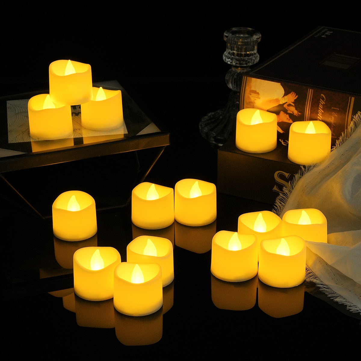 24 Bougies LED Sans Flamme - Effet Vacillant Réaliste - Pour Décoration Noël, Mariage, Soirée | Bougies Chauffe-plat électriques - 7