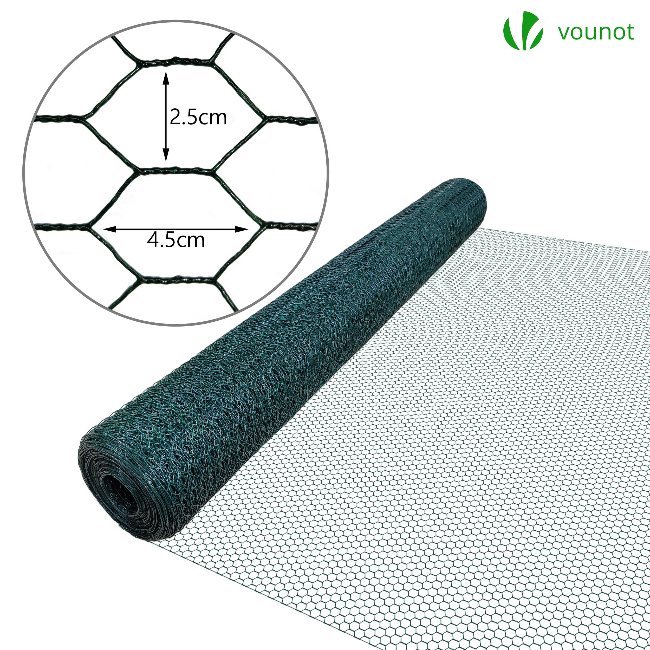 Grillage métallique gainé de PVC vert - Maille 25mm - 1x25M - Filet de clôture pour poulailler - VOUNOT® - 2
