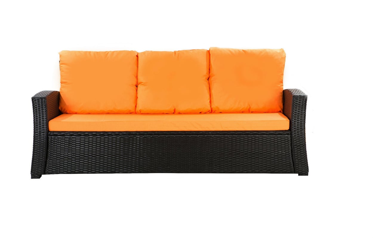 Poduszki na meble ogrodowe technorattanowe sofę 3-osobową 160x60x50cm Pomarańczowa Zestaw poduszek na meble ogrodowe rattan zdejemowany pokrowiec