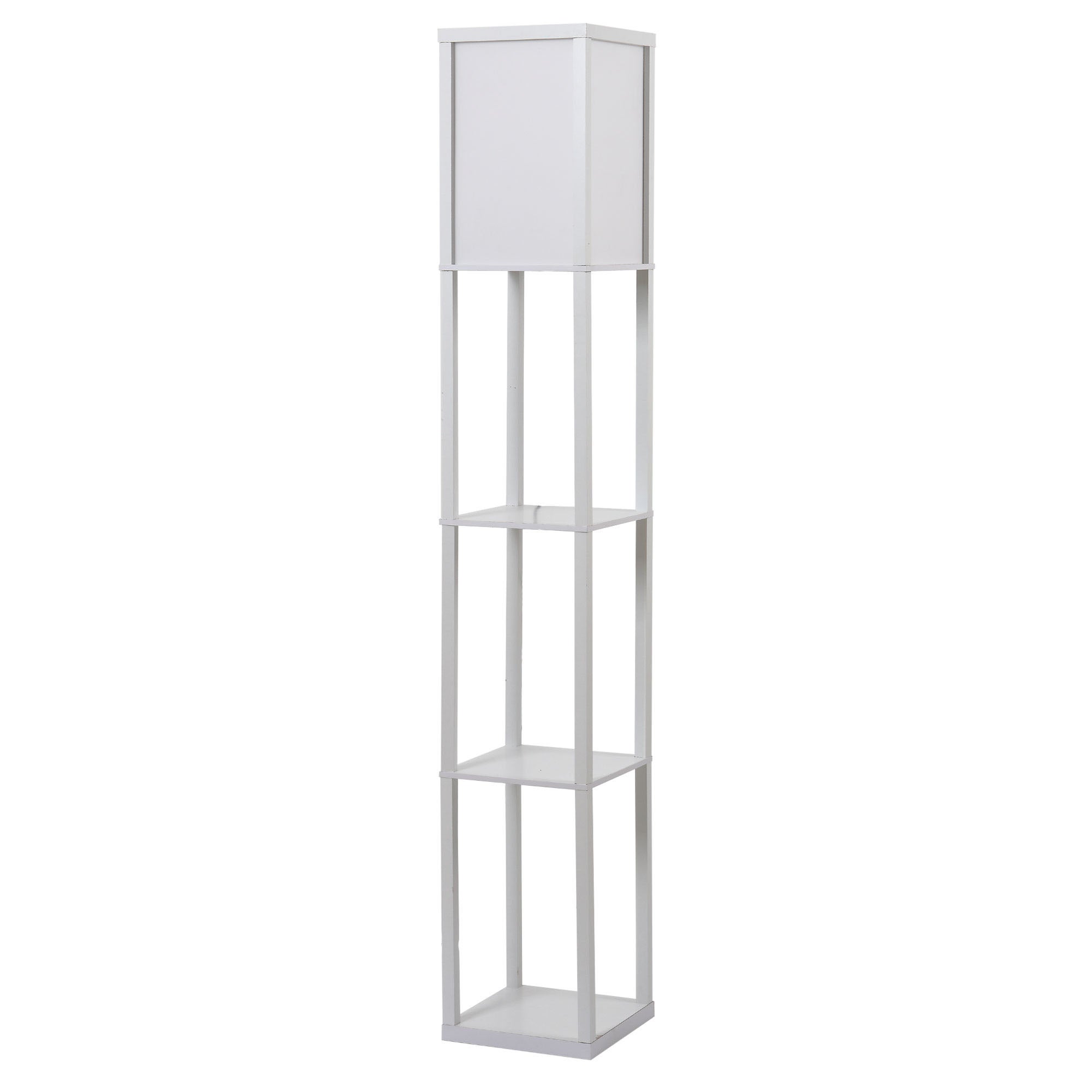 Lampa de podea cu 3 polite integrate, MDF, 26x26x160cm, alb HOMCOM | Aosom Romania