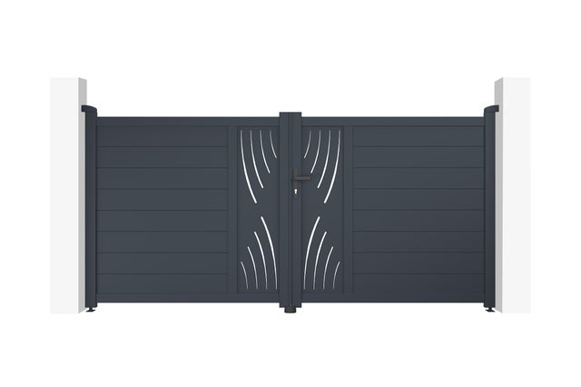 Portail battant 3m VELETA H.140cm aluminium gris