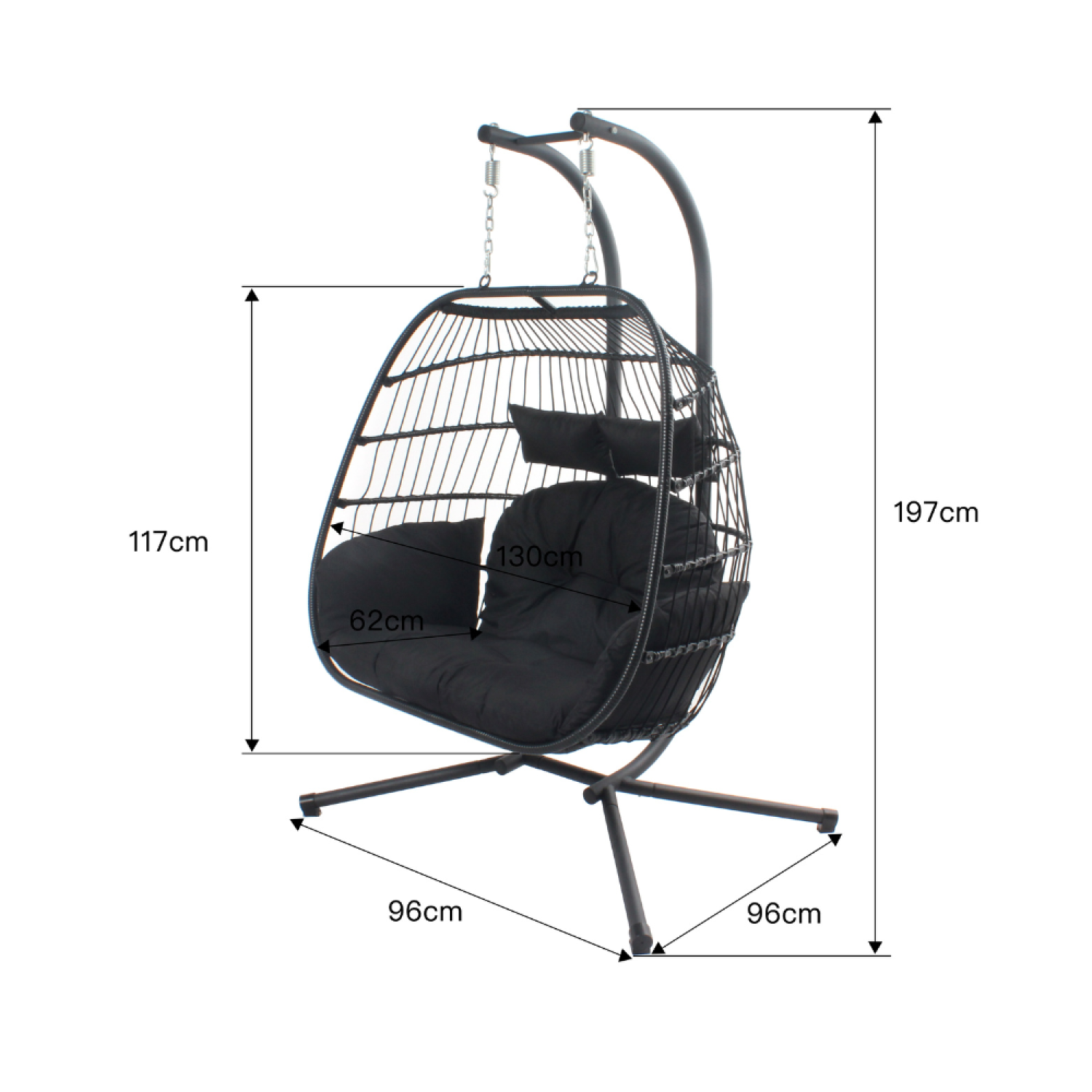Fauteuil suspendu 2 places noir FARO - 3