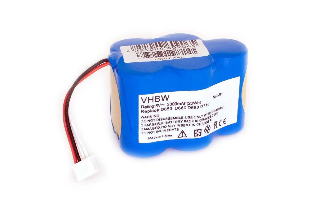 vhbw Batterie compatible avec Ecovacs Deebot D63s, D73, D76, D62, D63, D65, D73n, D77, D79 robot électroménager (3300mAh, 6V, NiMH) - 2