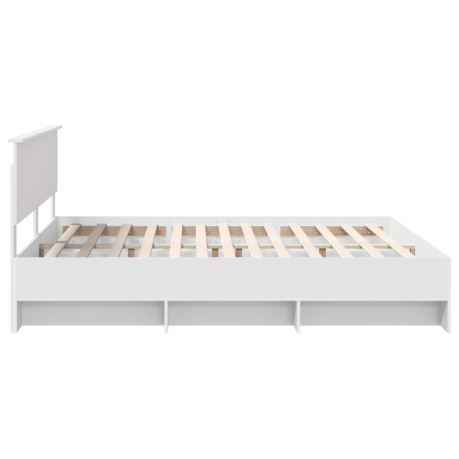 Cadre de lit blanc en panneau de bois pour la chambre, 200 × 200 cm - 8