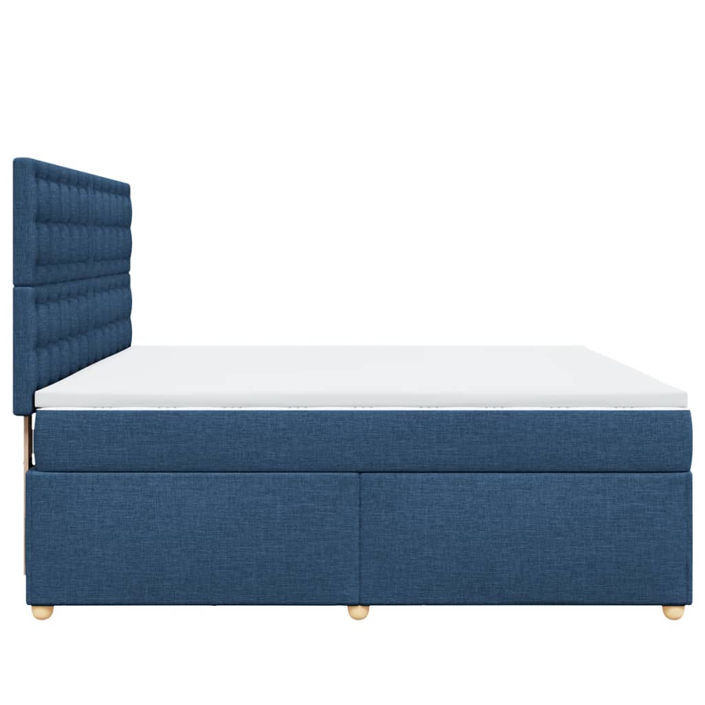 Sommier à lattes de lit avec matelas Bleu 180x200 cm Tissu — COMFORTXL - 5