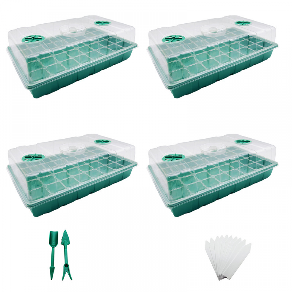 Miniaturowa szklarnia do roślin, tacka na sadzonki do wnętrz z podniesionymi pokrywkami, pojemnik na sadzonki do szkółki, 4 sztuki, 160 komór