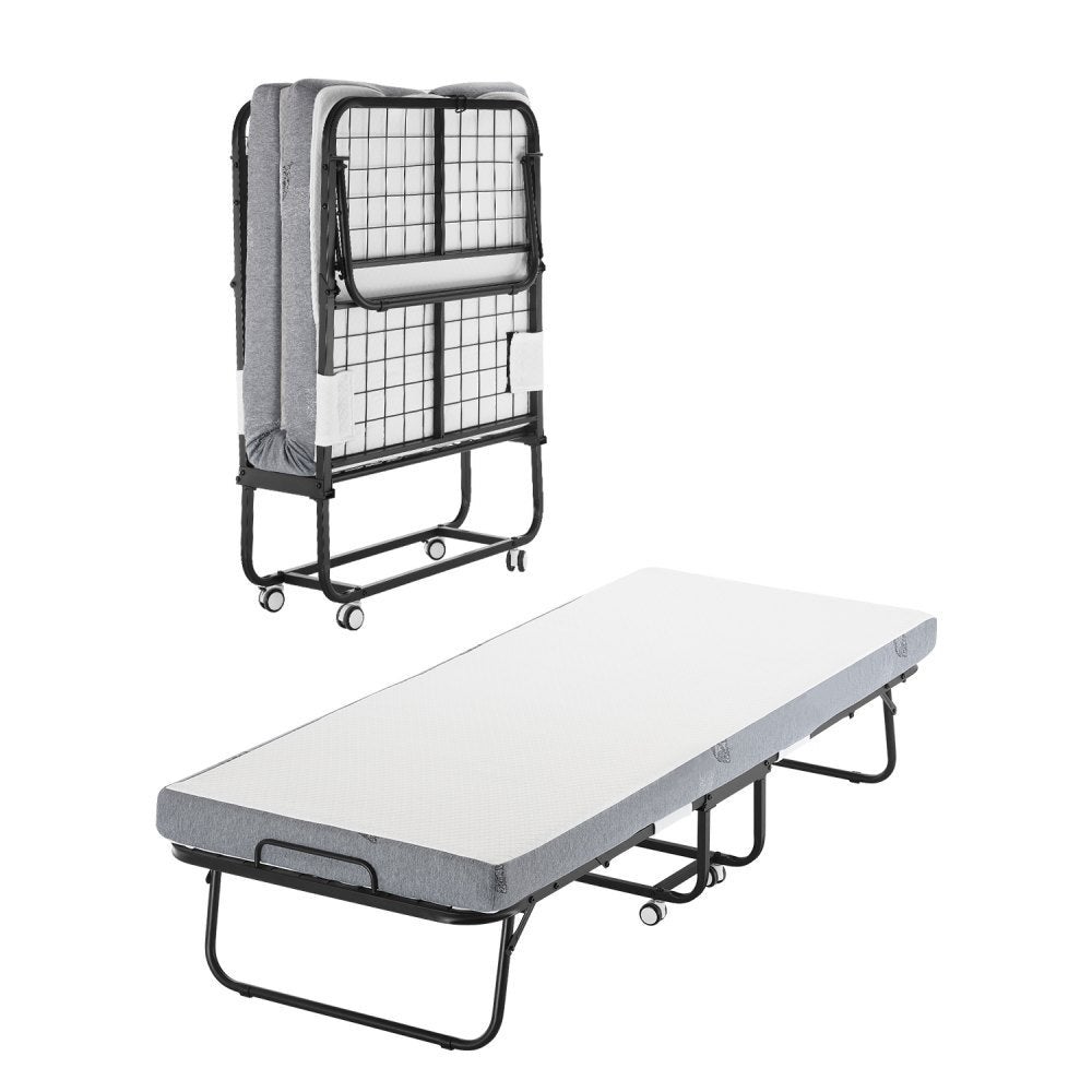 Essenza Cama Plegable 79 X 190 Cm Con Colchón De 10 Cm, Estructura De Acero Y Espuma Blanco , Leroy Merlin