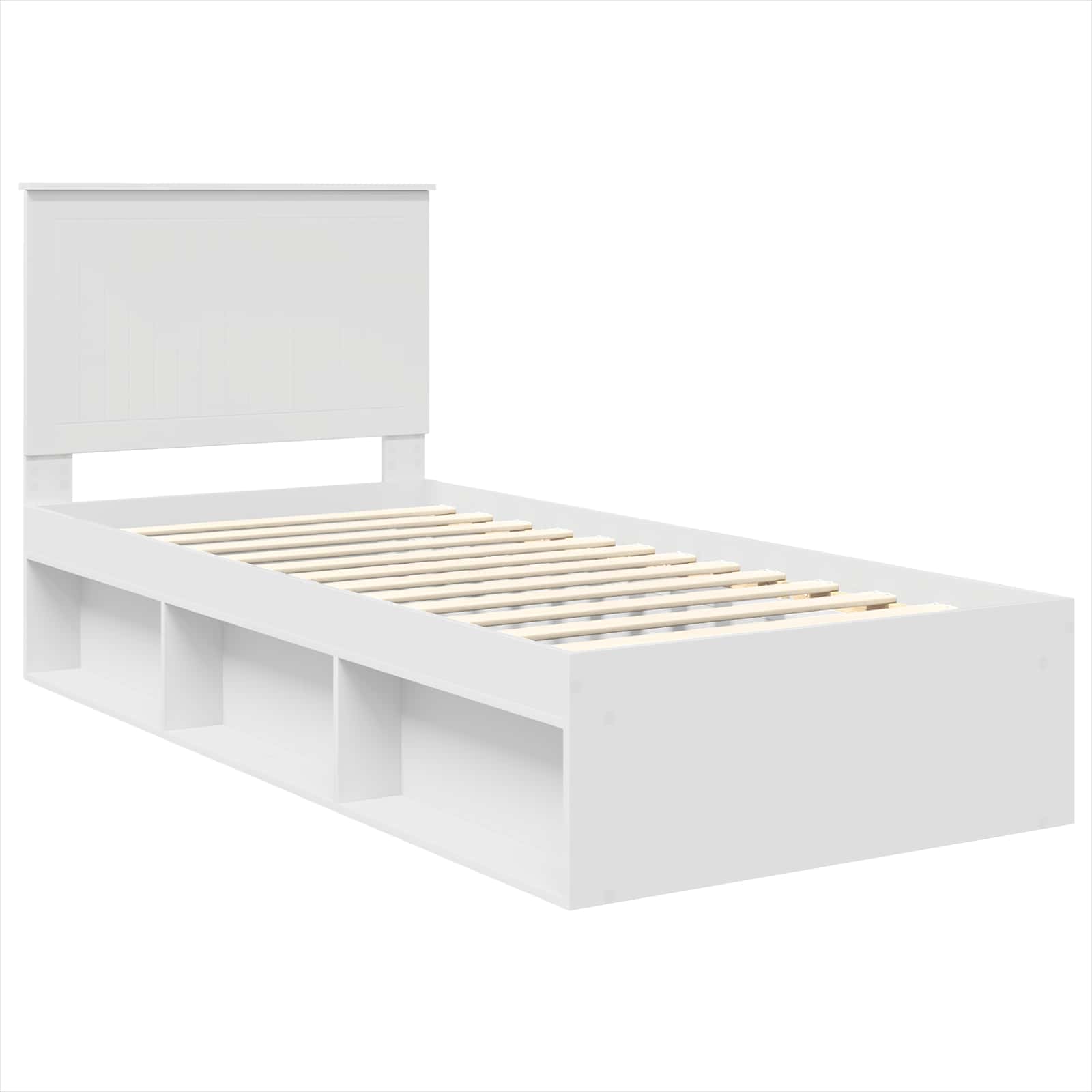 Cadre de lit blanc 90 x 200 cm en bois de pin massif - 4