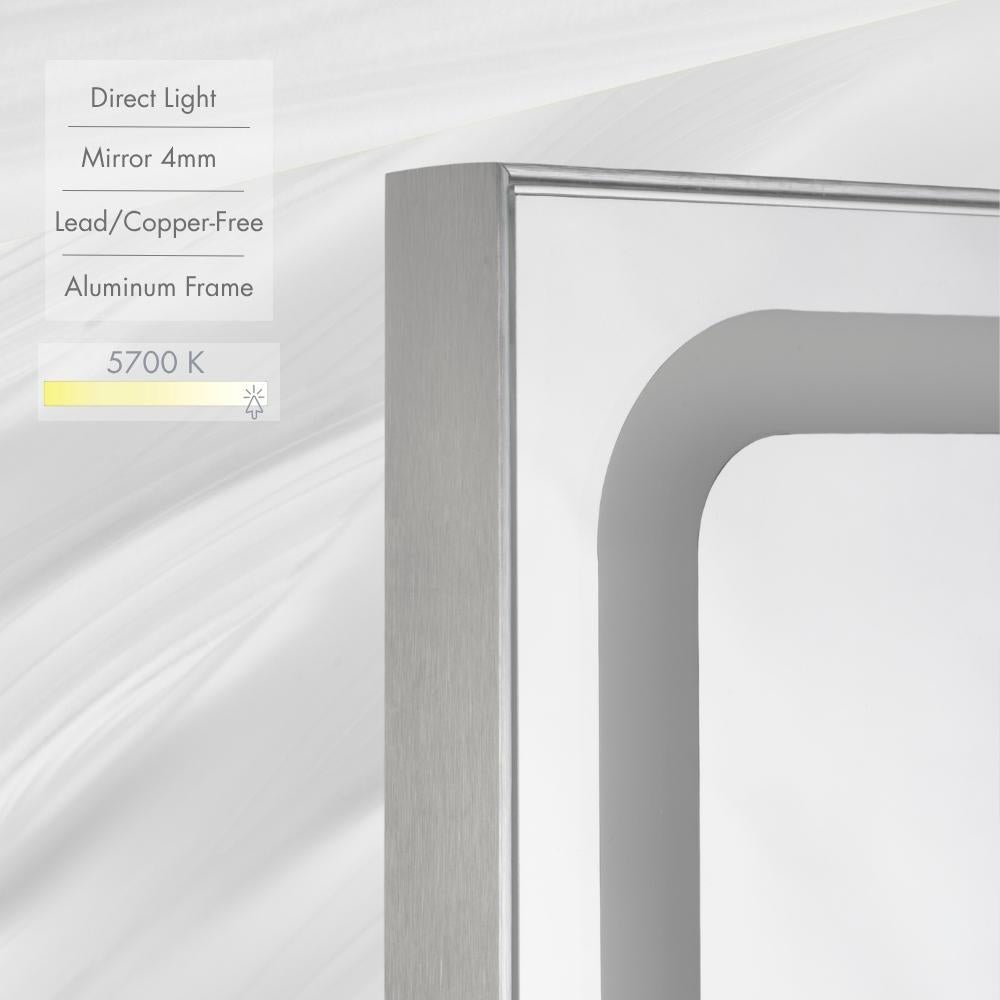 Specchio LED da Bagno Rettangolare - Sensore di Accensione/Spegnimento e Antiappannamento - Luce Bianca Fredda (5700K) - 80x80cm | Modello MIA AV - 7