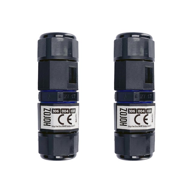 2x Connecteur de câble étanche droit, IP68, 0.5–2.5mm², 16A, 250V HOROZ