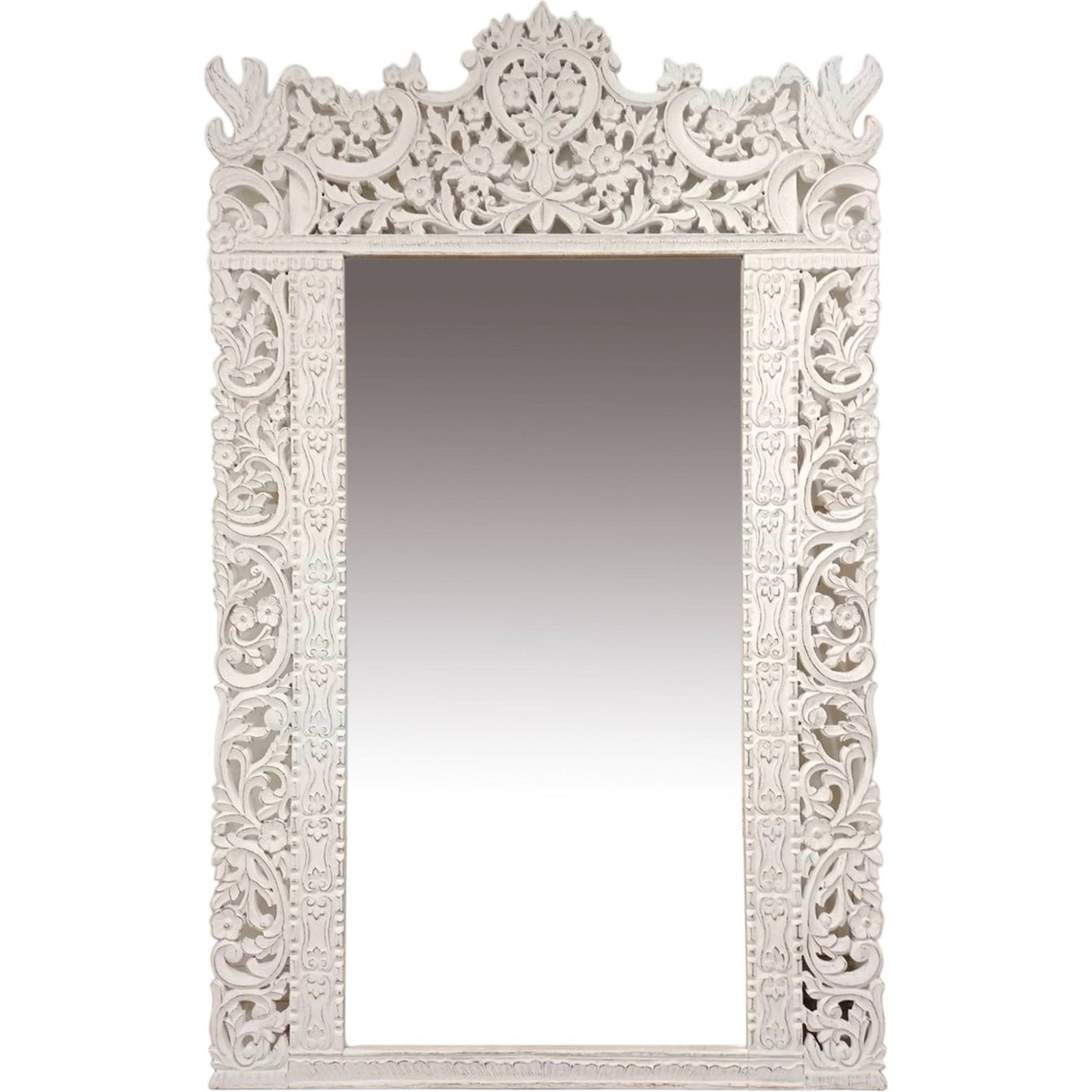 Miroir mural élégance blanche en verre de mangue 160 x 12 x 254 cm ...