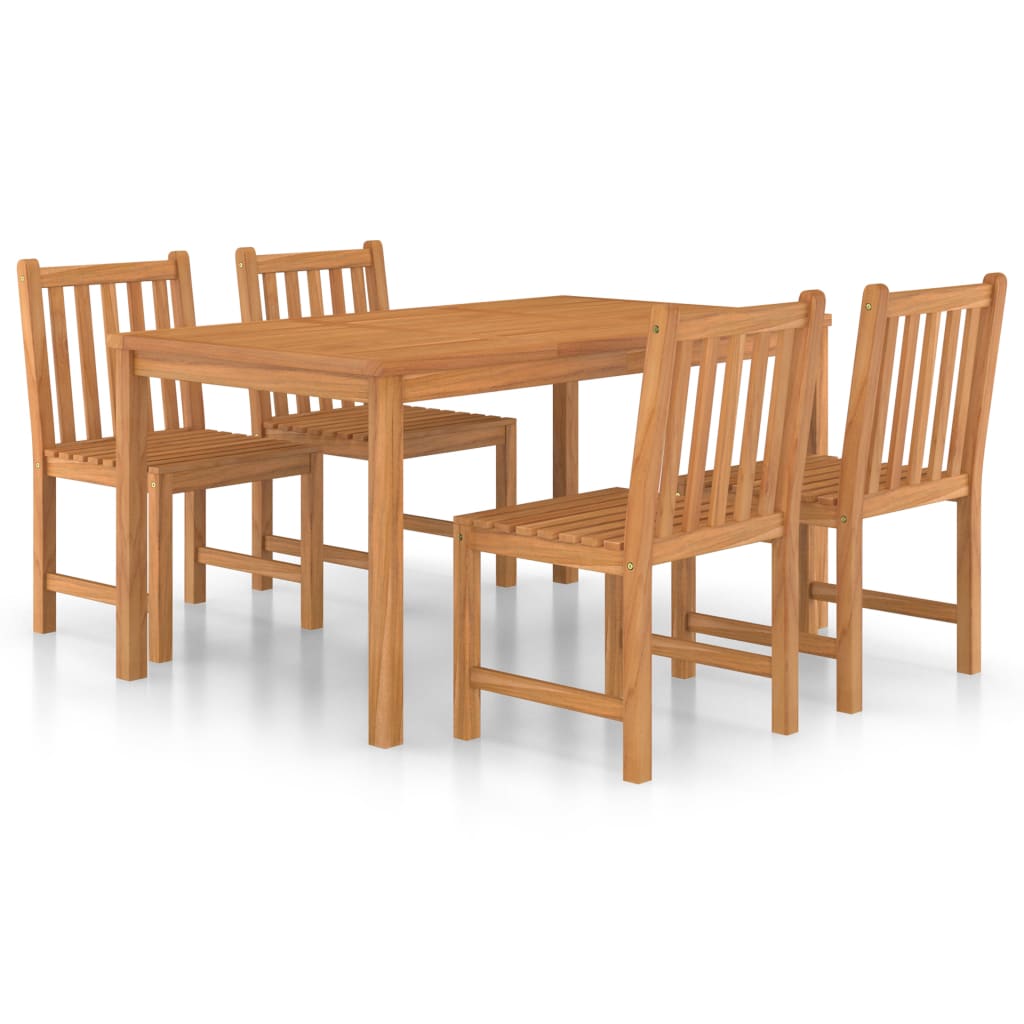 Maison Exclusive - Set da pranzo da giardino 5 pz 150x90 cm in legno massello di teak - 2