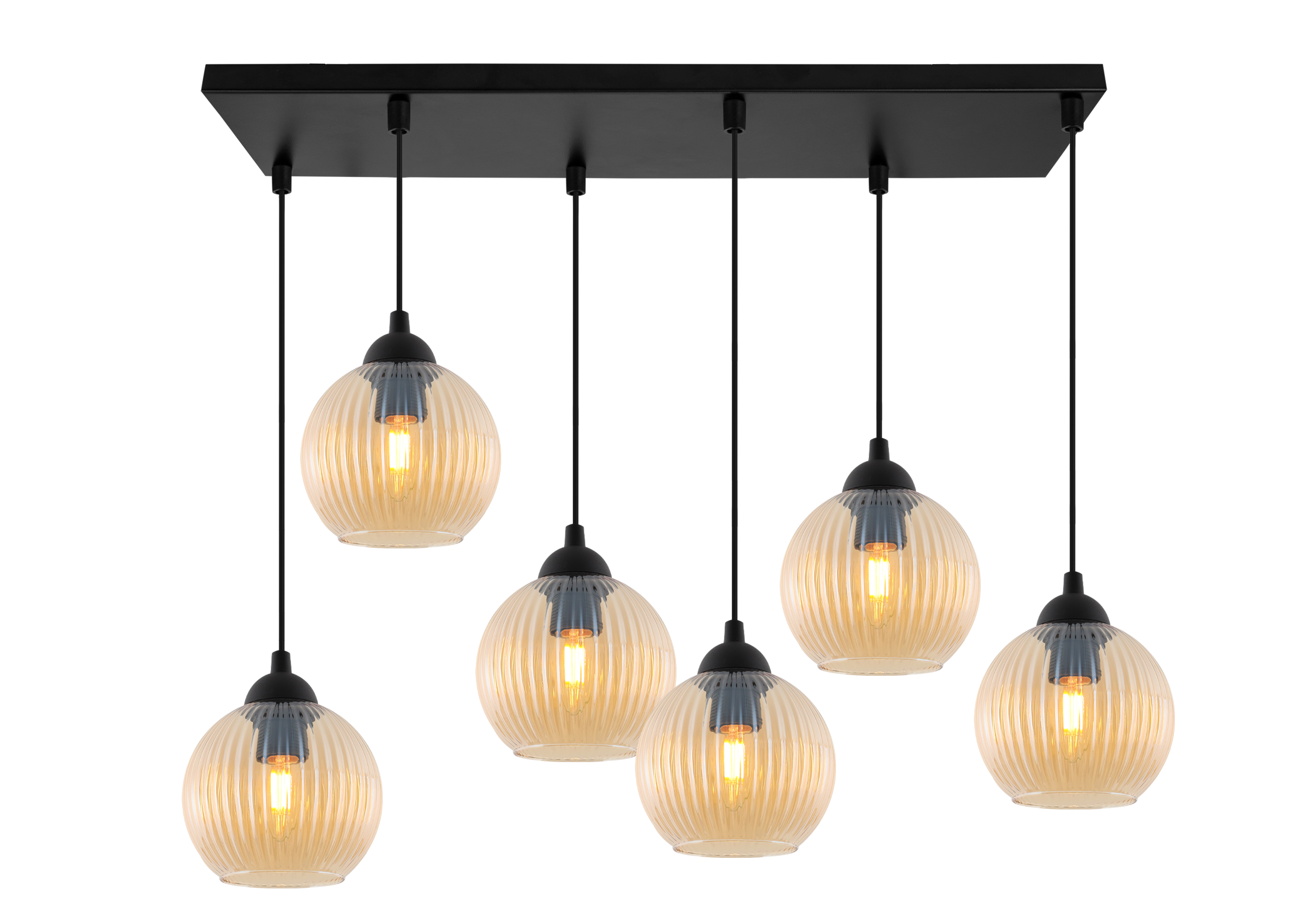 Lampa sufitowa wisząca Riffle loft 6xE27 klosz kula miodowa Light Home LH
