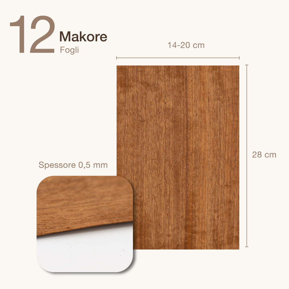 12 FOGLI DI IMPIALLACCIATURA IN LEGNO DI MAKORE - 2