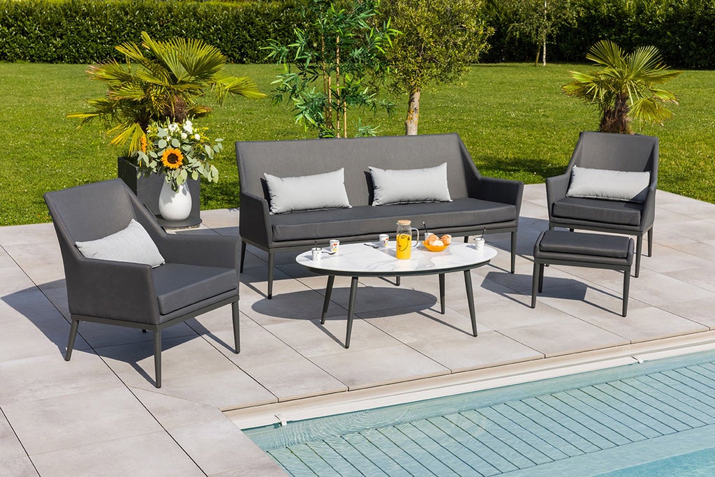 Salon détente Cabrera 6 personnes anthracite Jardiline | Leroy Merlin
