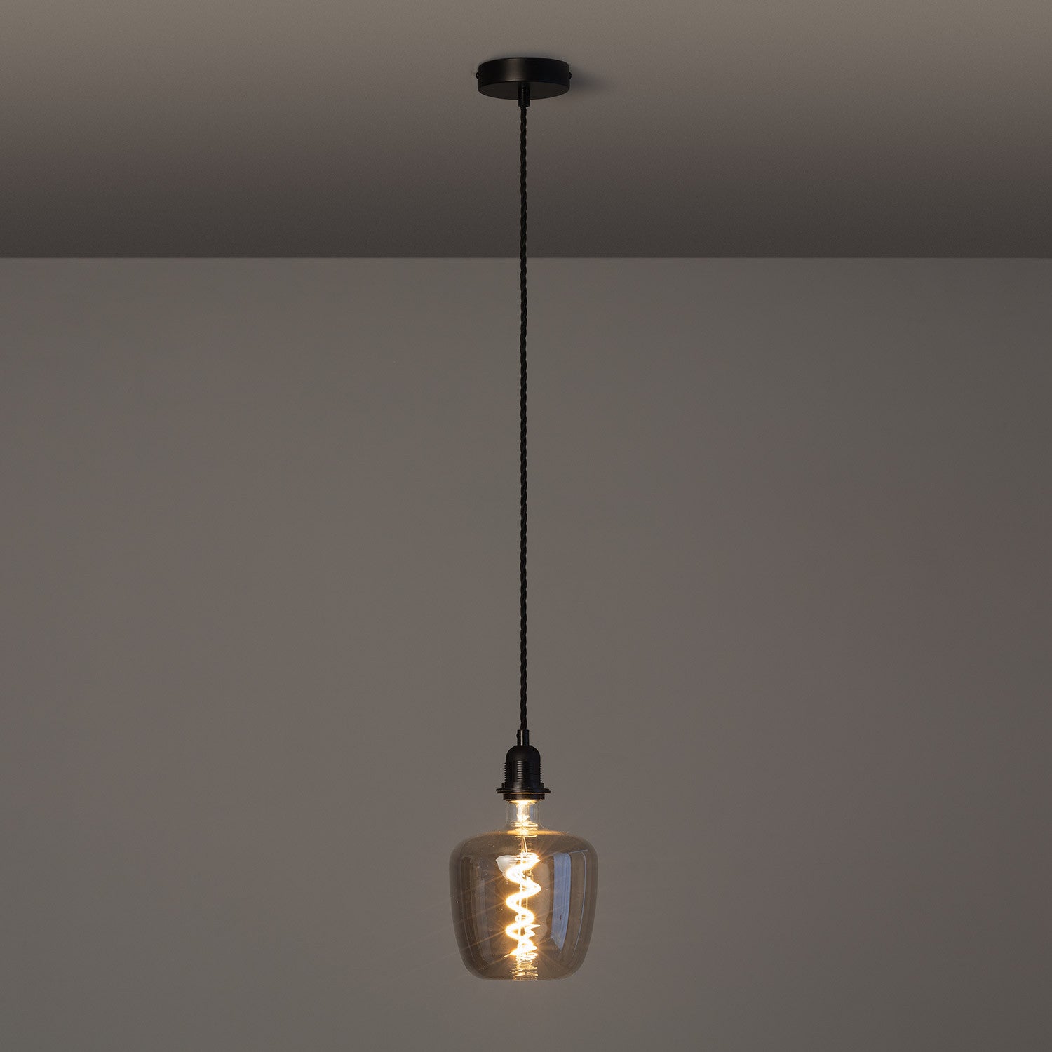 Support à Douille pour Lustre Suspension avec Câble Textile Tressé Noir, Noir, Textile, E27, IP20 - 7