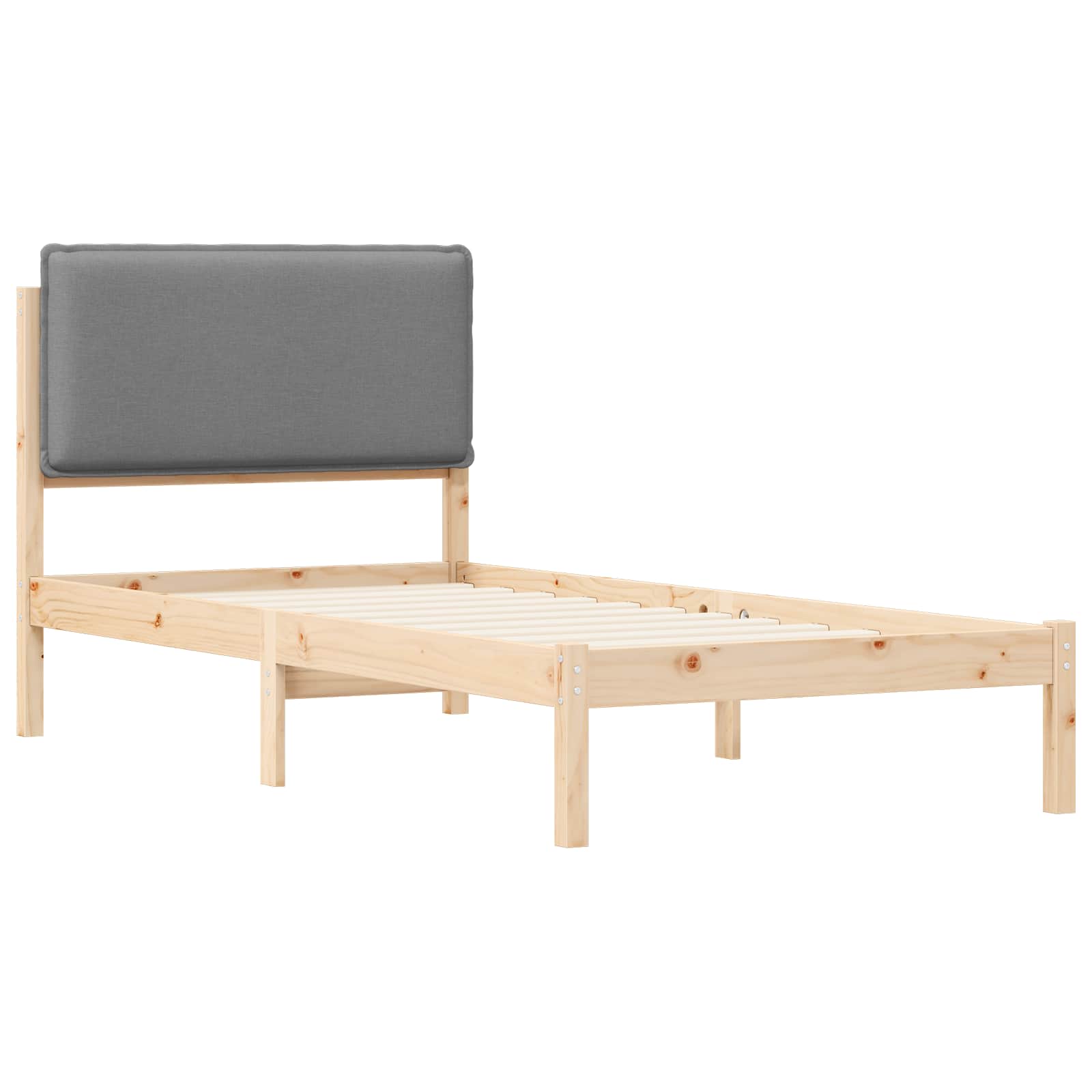 Cadre de lit avec tête de lit rembourrée gris clair, 75 × 190 cm - 4