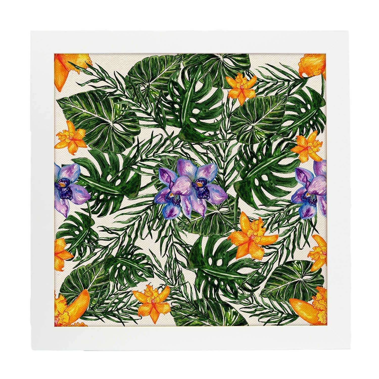 Affiche De Fleur Et De Nature. Feuille Carrée Me Donne La Vie, Illustrée De Dessins De Couleur. Cadre Noir Cadre Noir - 2