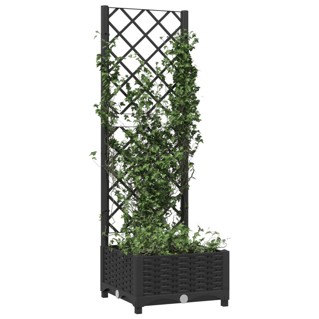 Maison Exclusive - Vaso de jardim com treliça preto 40x40x121,5 cm PP - 3
